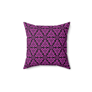 Pink Abstract Pattern Faux Suede Square Pillow