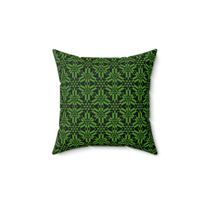 Green Abstract Pattern Faux Suede Square Pillow
