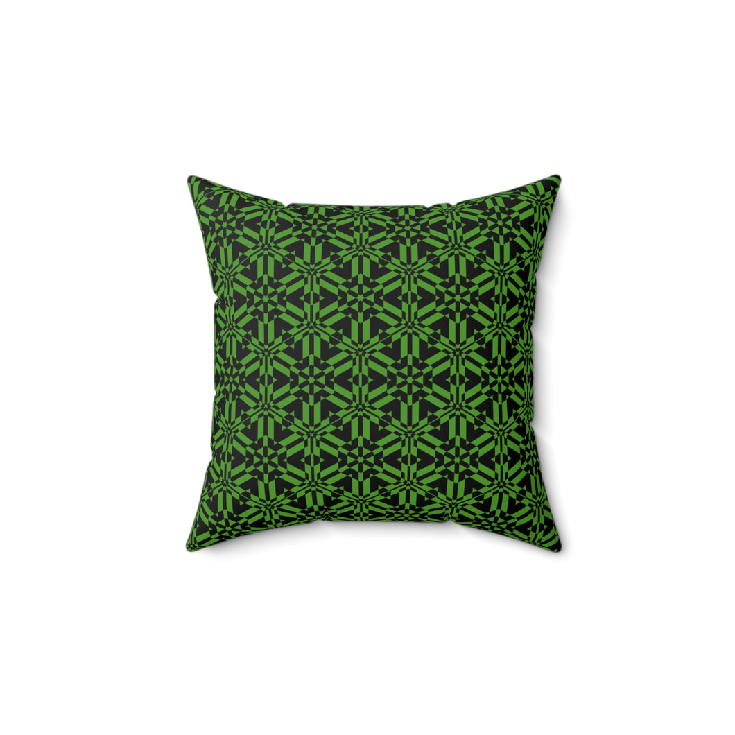 Green Abstract Pattern Faux Suede Square Pillow
