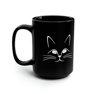Black Coffee Mug 15oz: Kitty Cat