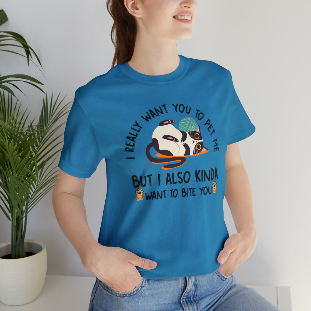 Beast Cats Short Sleeve T-Shirt: I Kind Of What To Bite You