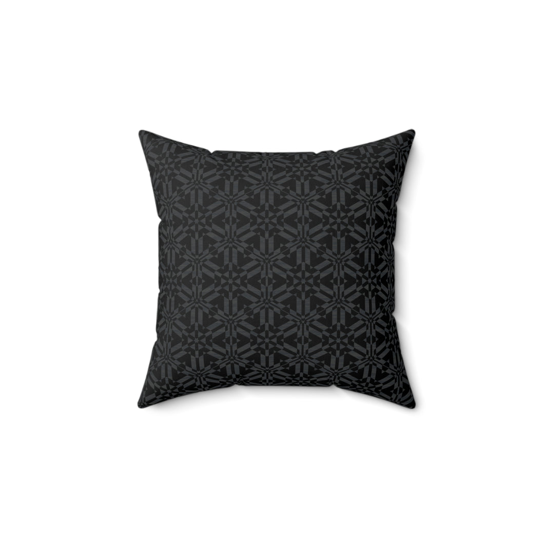 Black Abstract Pattern Faux Suede Square Pillow