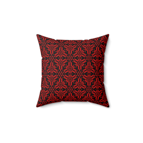 Red Abstract Pattern Faux Suede Square Pillow