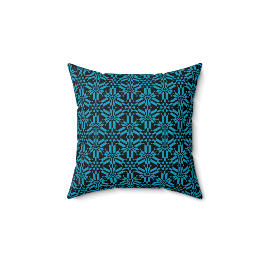Blue Abstract Pattern Faux Suede Square Pillow