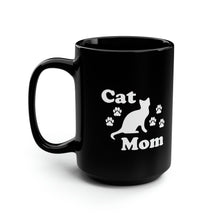 Load image into Gallery viewer, Black Coffee Mug 15oz: Cat Mom