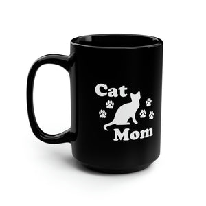Black Coffee Mug 15oz: Cat Mom