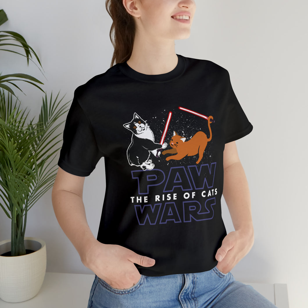 Star Wars Cat T-Shirt. Paw Wars. Rise of Cats. Rise of Skywalker. Black Shirt.