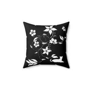 Faux Suede Square Pillow: Flower Cat